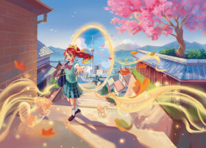 girl walking in city